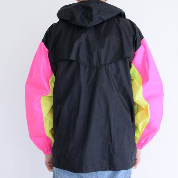 VTG Jemcor Impermeable Rain Wear Black Pink Nylon Zip Up Lined Waterproof Jacket - Picture 2 of 14